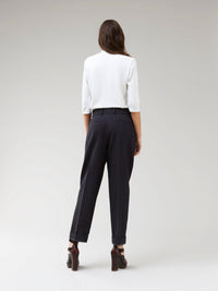 Pantalon carotte en laine - Ink Navy