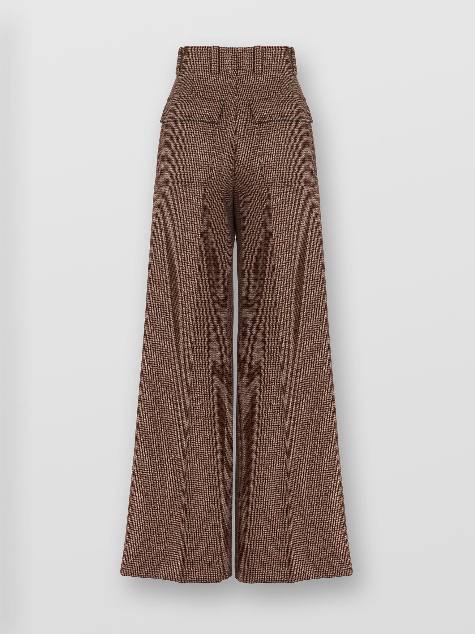 Pantalon large en laine à motif pied-de-poule - Forest Brown