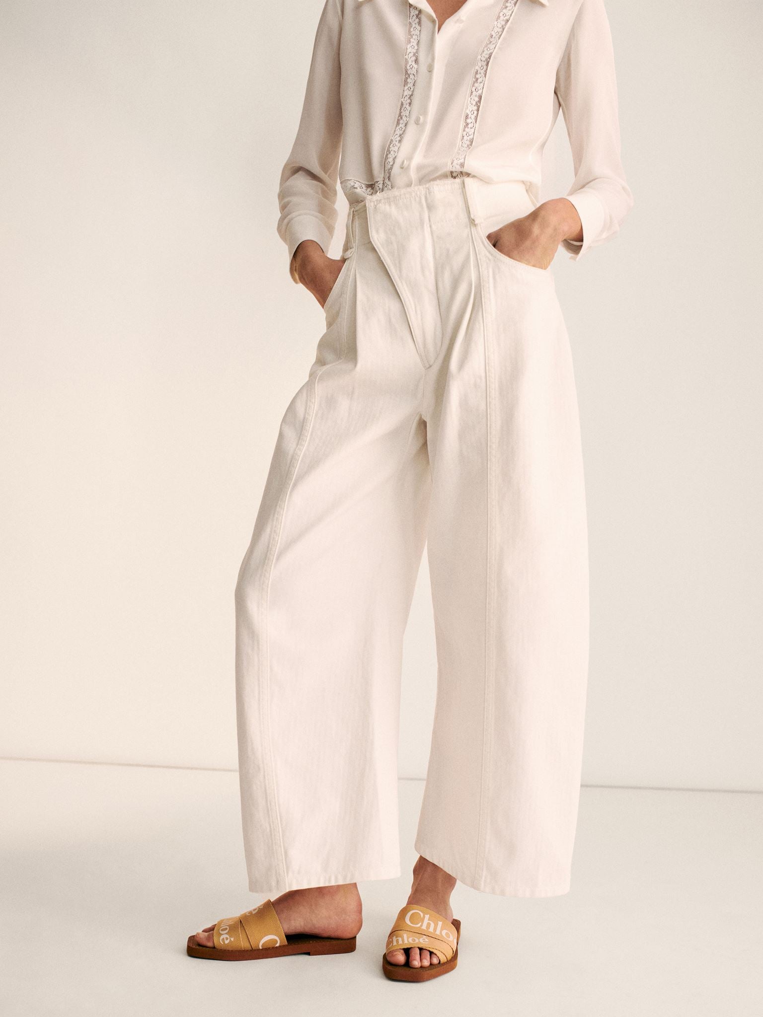 Pantalon large - Blanc