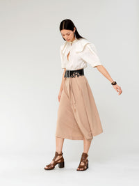 Pantalon sarouel court en laine - Soft Tan