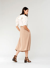 Pantalon sarouel court en laine - Soft Tan