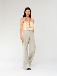 Pantalon évasé en laine grain de poudre légère - Limpid Green