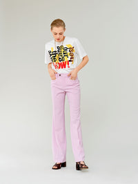 Pantalon évasé en laine grain de poudre légère - Sweet Lilac