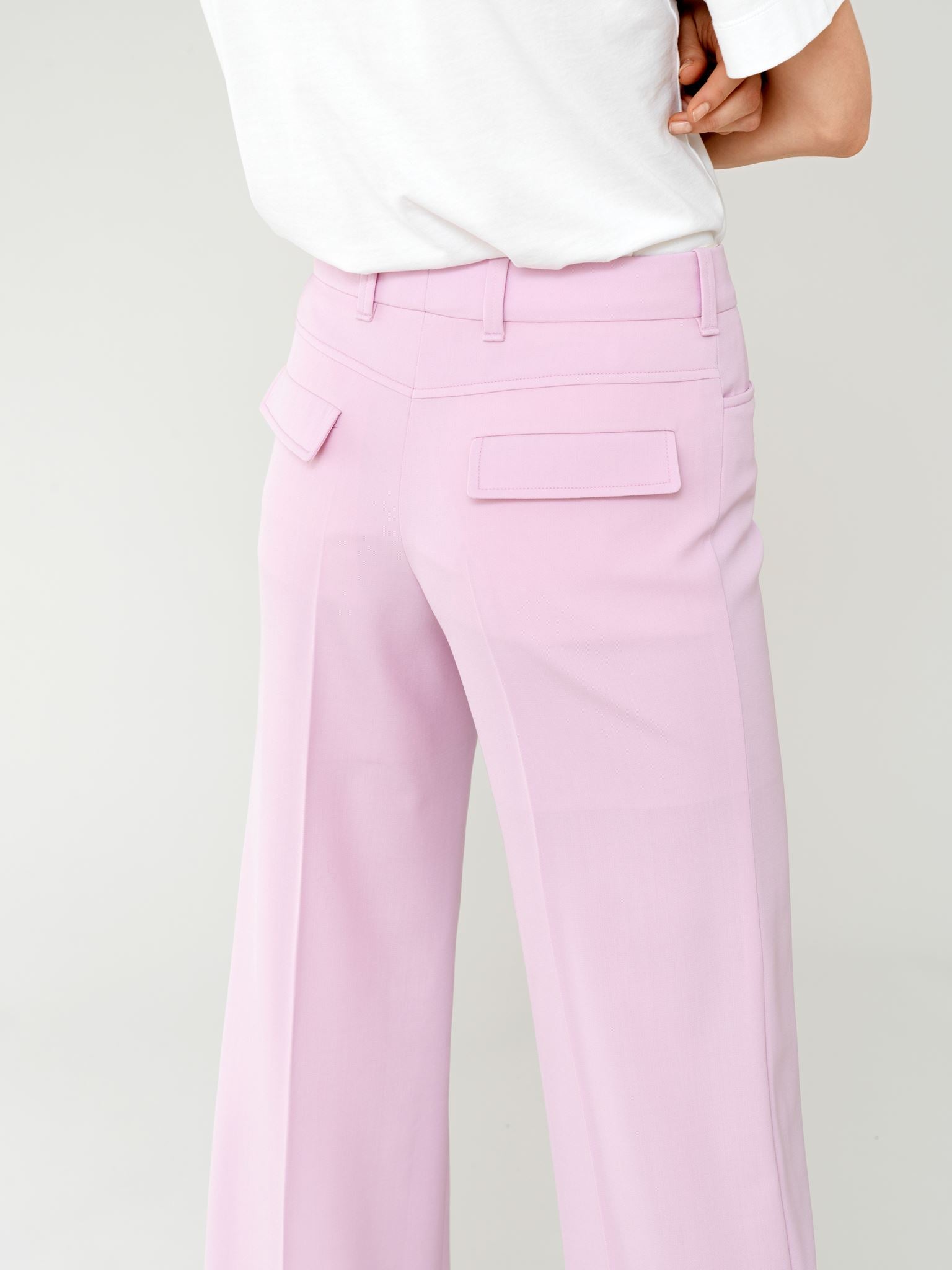 Pantalon évasé en laine grain de poudre légère - Sweet Lilac
