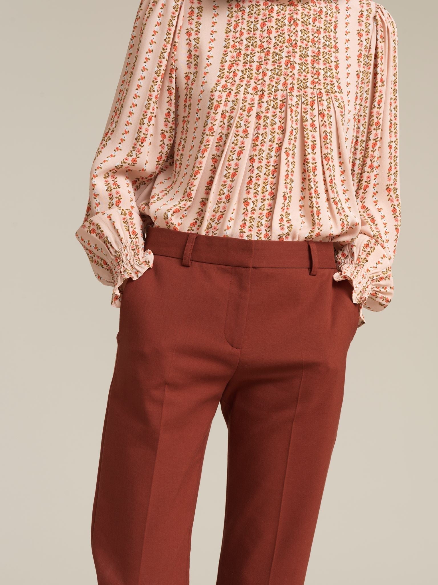 Pantalon droit en coton mélangé - Copper Brown