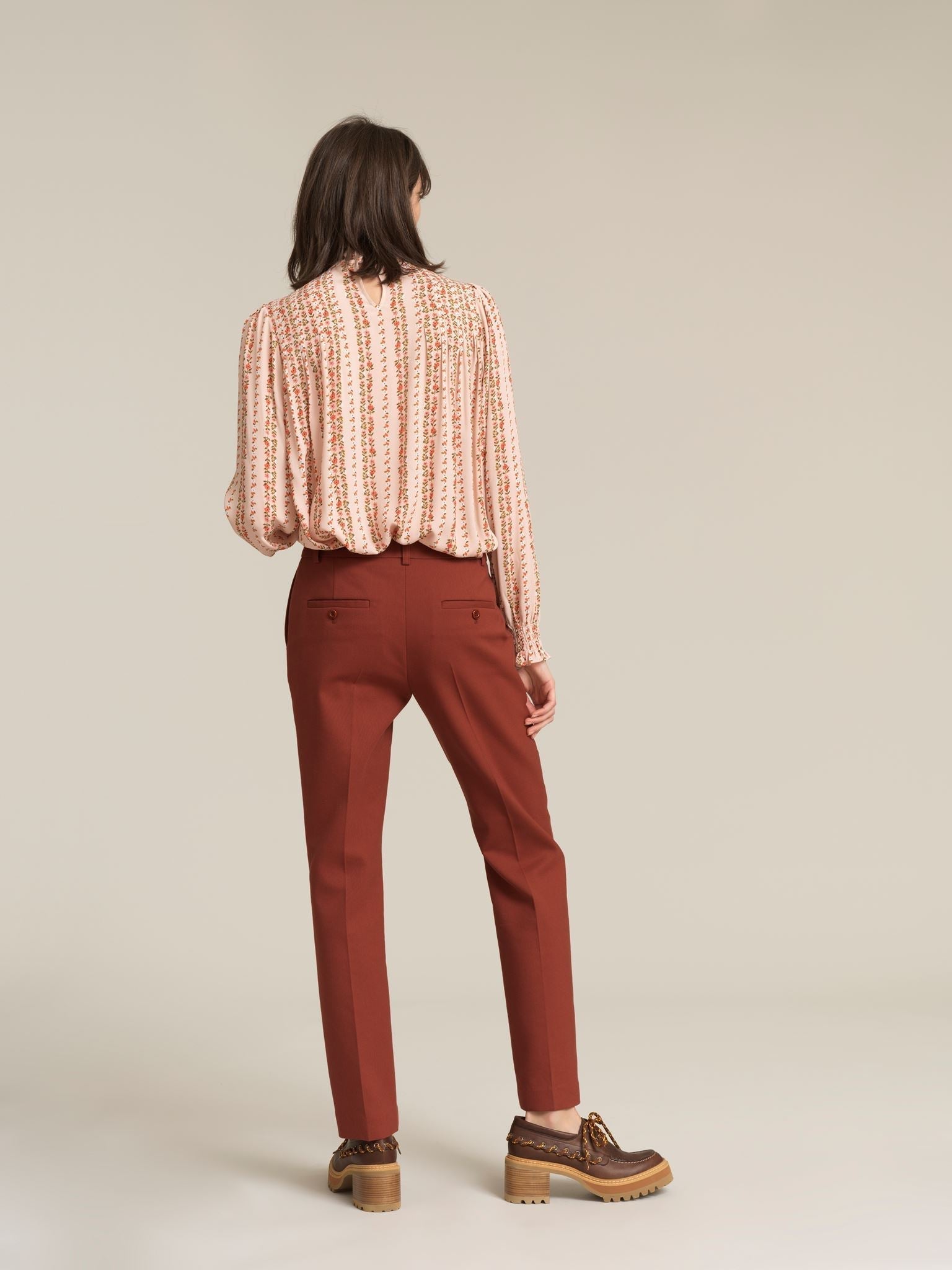 Pantalon droit en coton mélangé - Copper Brown