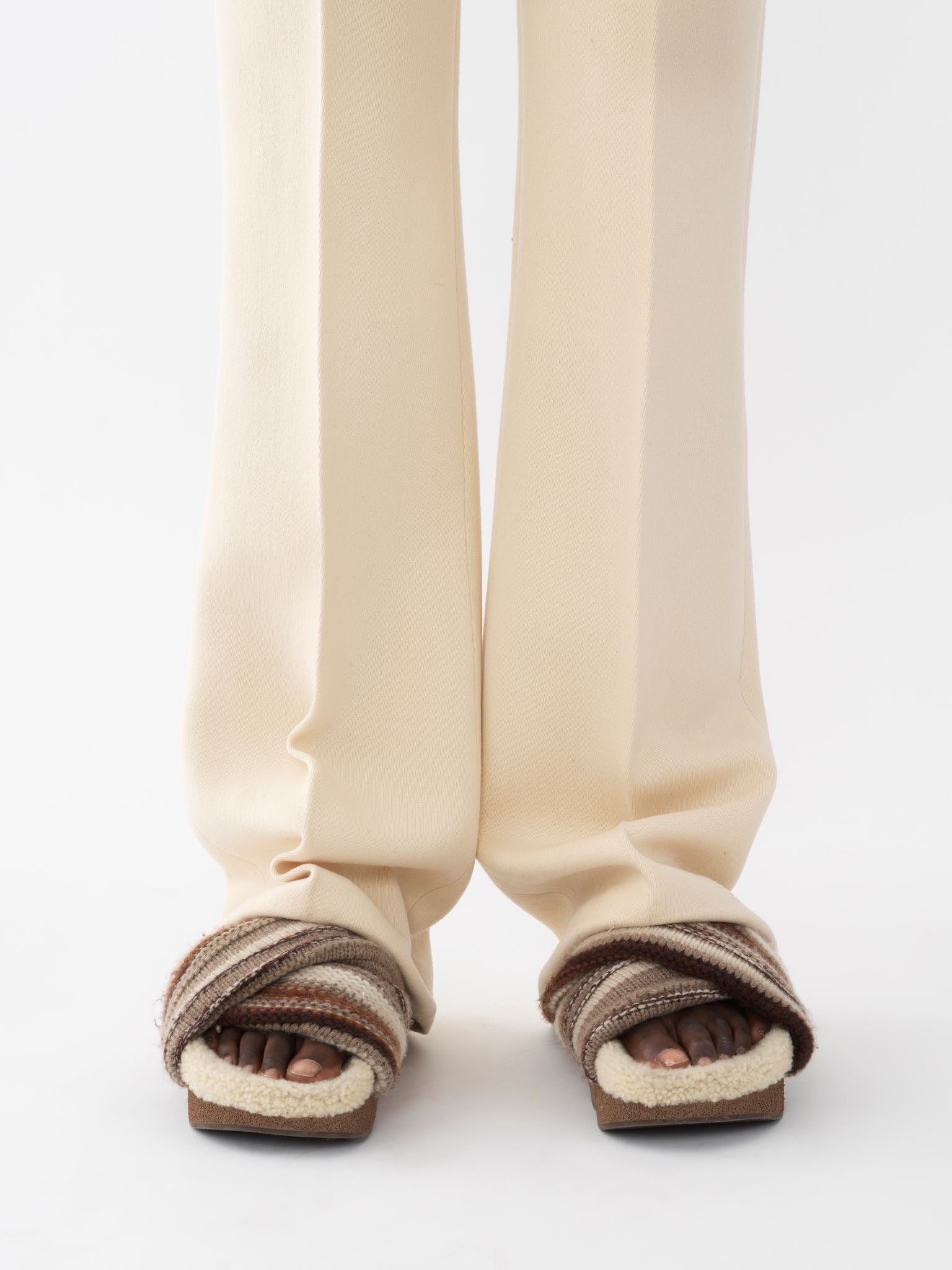 Pantalon droit en twill de laine - Seedpearl Beige