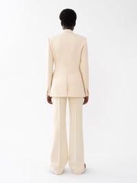 Pantalon droit en twill de laine - Seedpearl Beige