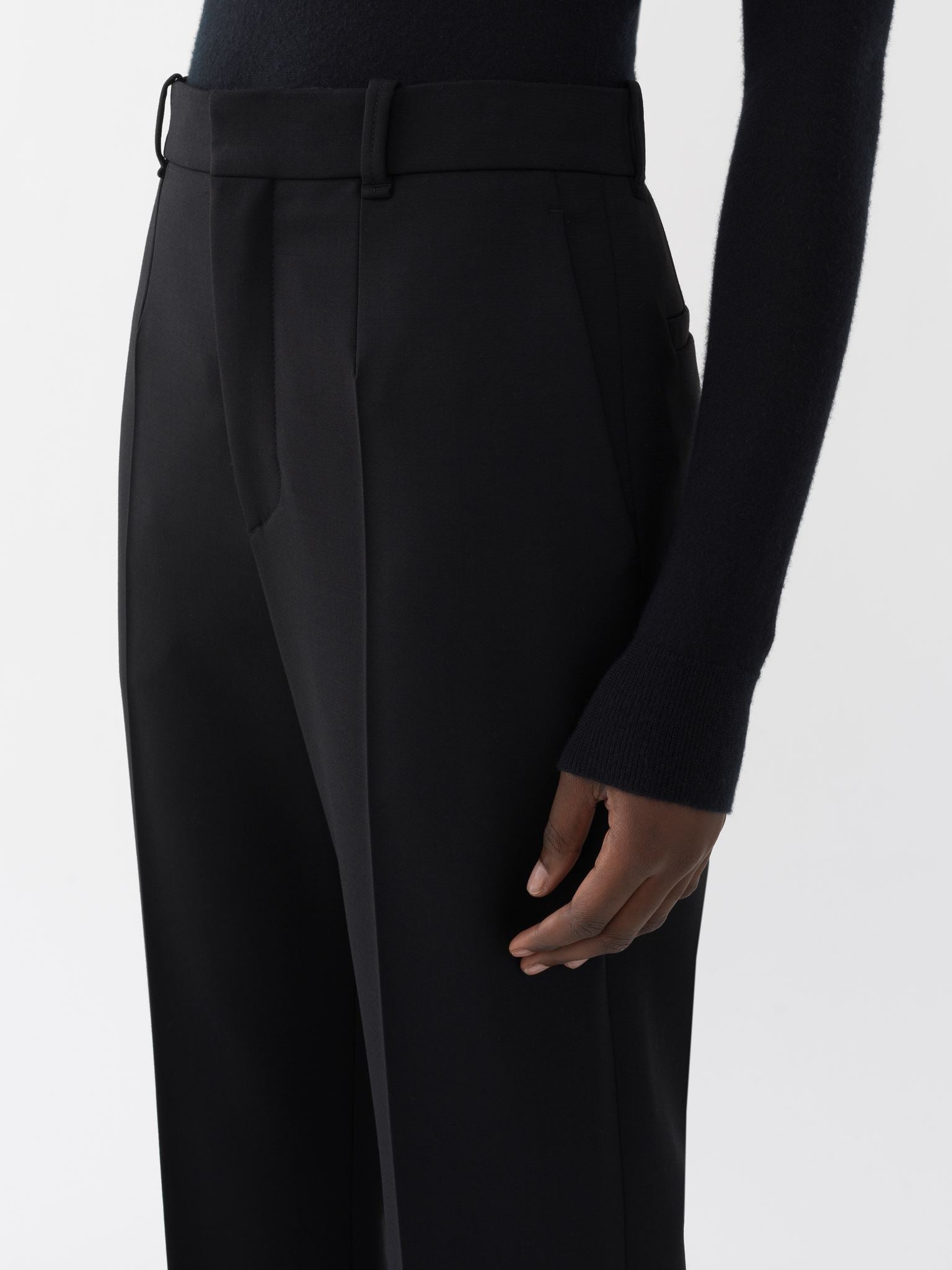 Pantalon fuselé en laine - Black