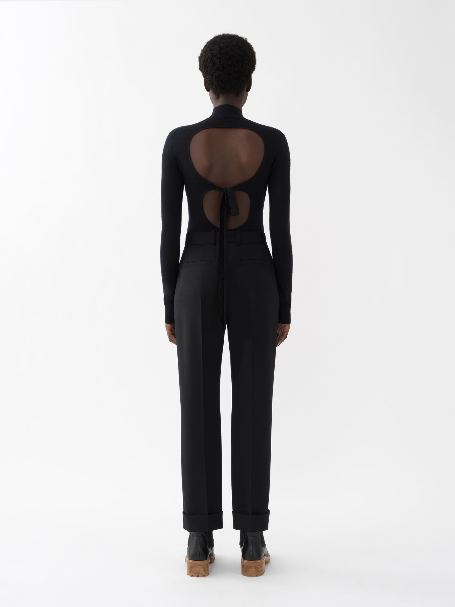 Pantalon fuselé en laine - Black