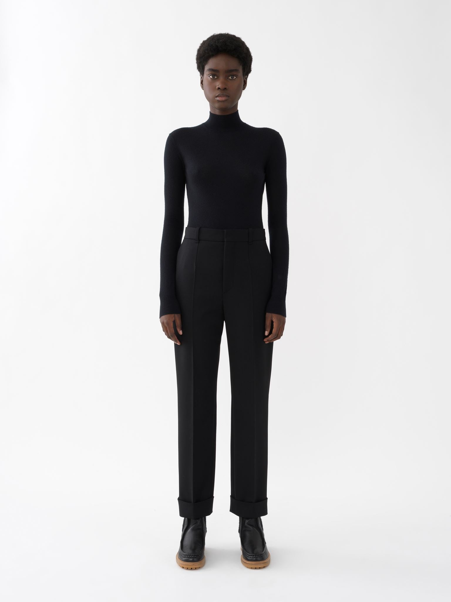 Pantalon fuselé en laine - Black