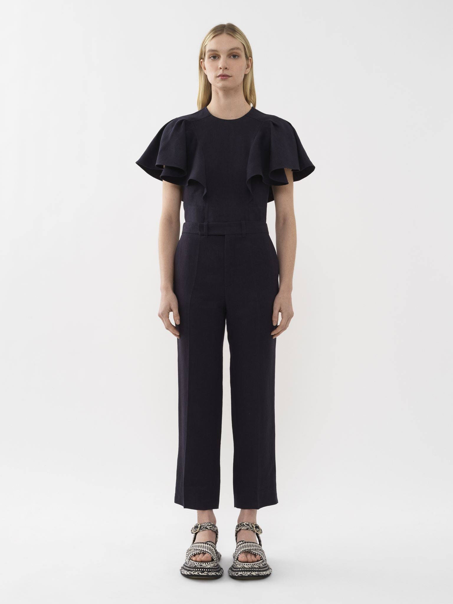 Pantalon de costume court en lin - Ink Navy