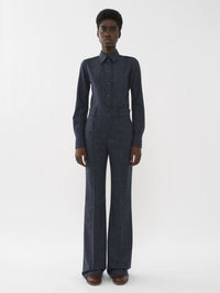 Pantalon évasé en laine - Dusky Blue