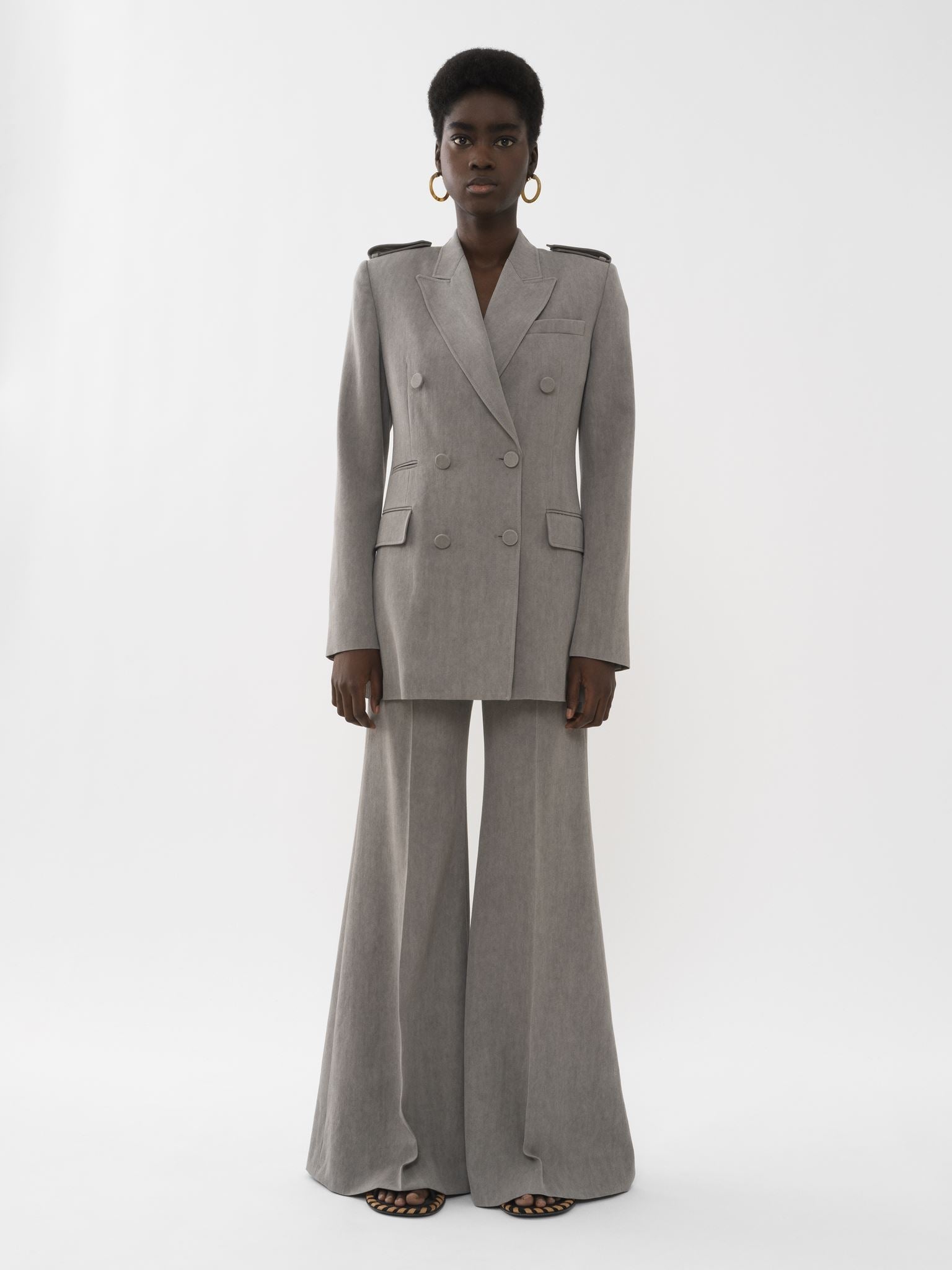 Pantalon évasé en laine - Lava Brown