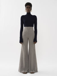 Pantalon évasé en laine - Lava Brown