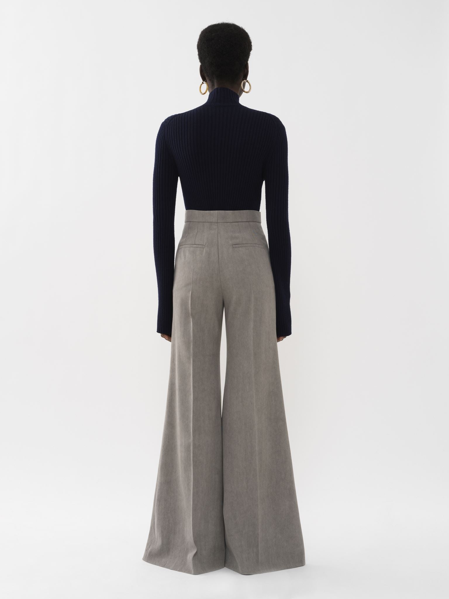 Pantalon évasé en laine - Lava Brown