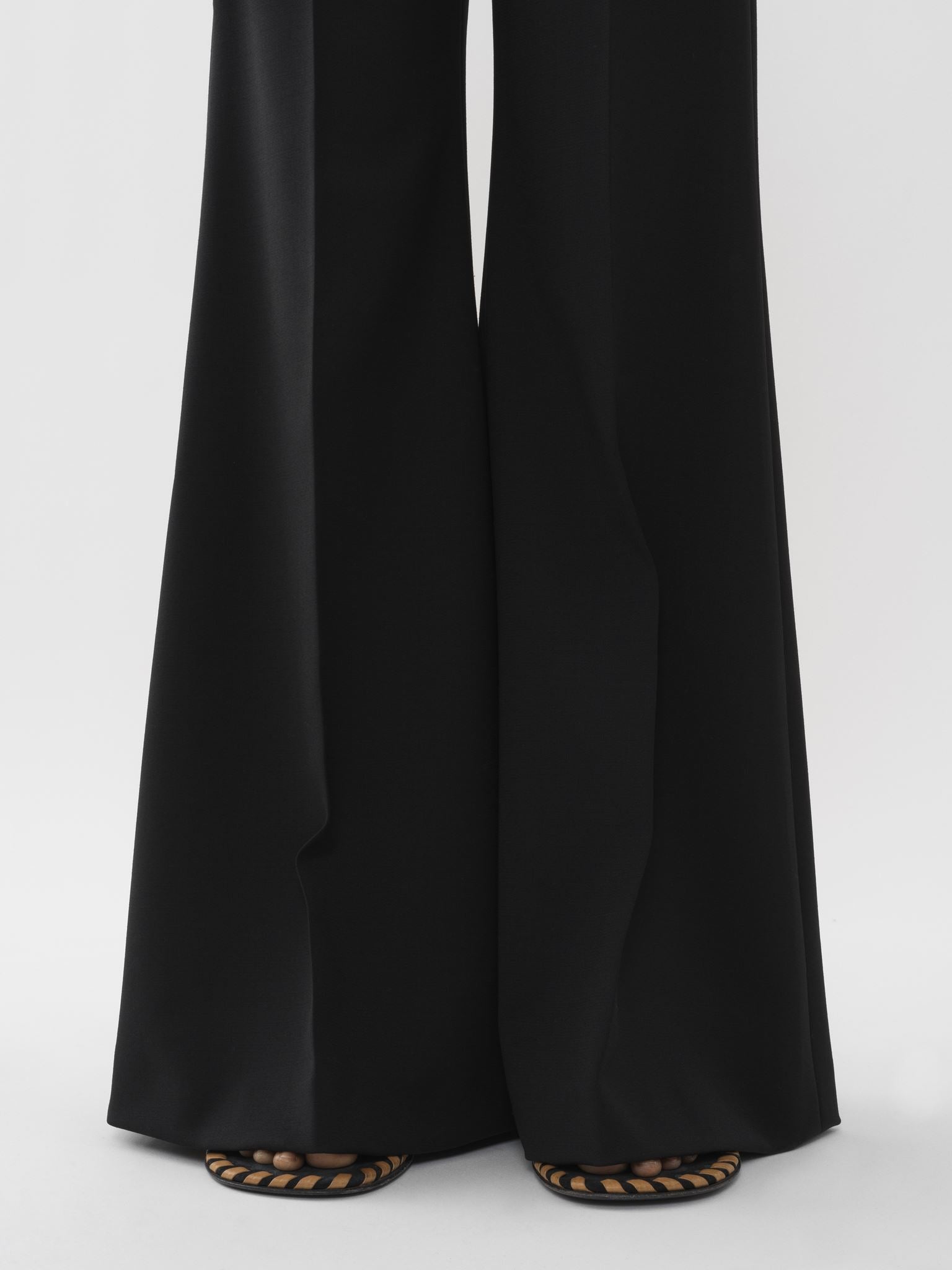 Pantalon évasé en soie - Noir
