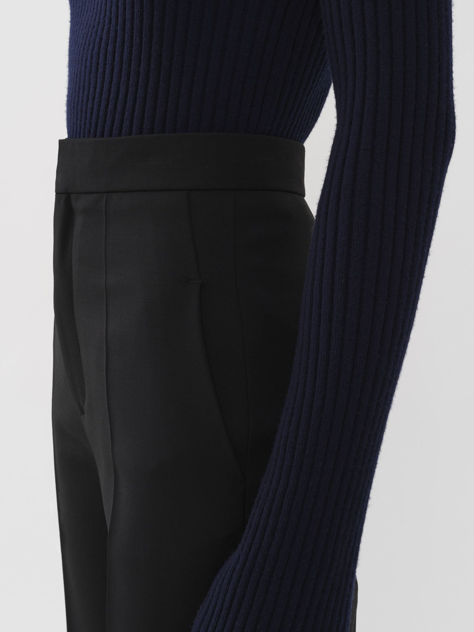 Pantalon évasé en soie - Noir