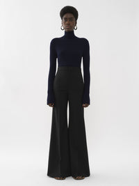 Pantalon évasé en soie - Noir