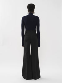 Pantalon évasé en soie - Noir