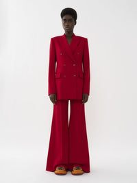 Pantalon évasé en soie - Coup de Coeur Rouge