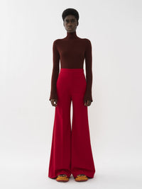 Pantalon évasé en soie - Coup de Coeur Rouge