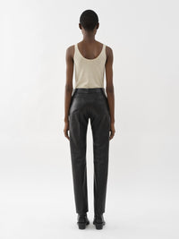 Pantalon cigarette en cuir - Noir