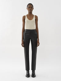 Pantalon cigarette en cuir - Noir