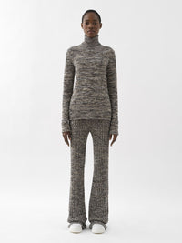 Pantalon évasé en cachemire - Black