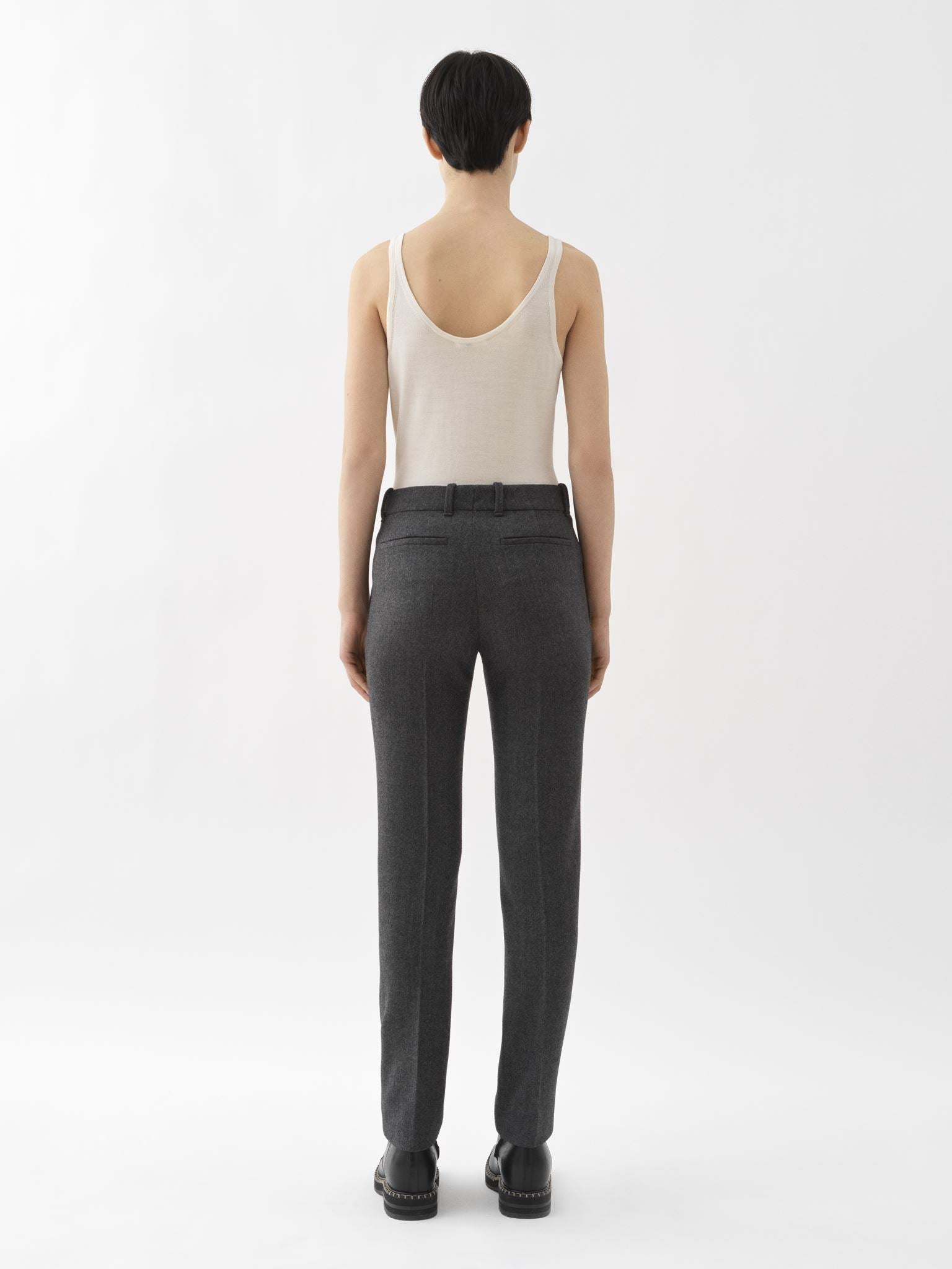 Pantalon cigarette en laine - Pearly Black