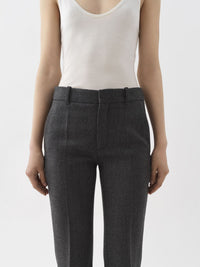 Pantalon cigarette en laine - Pearly Black