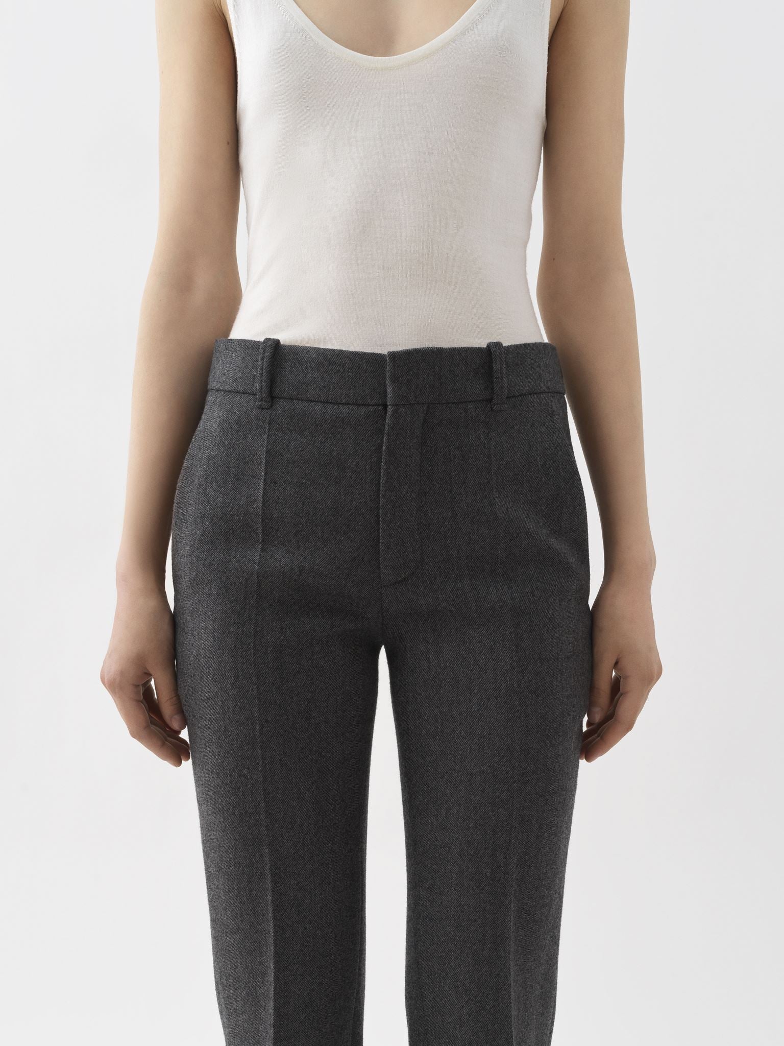 Pantalon cigarette en laine - Pearly Black