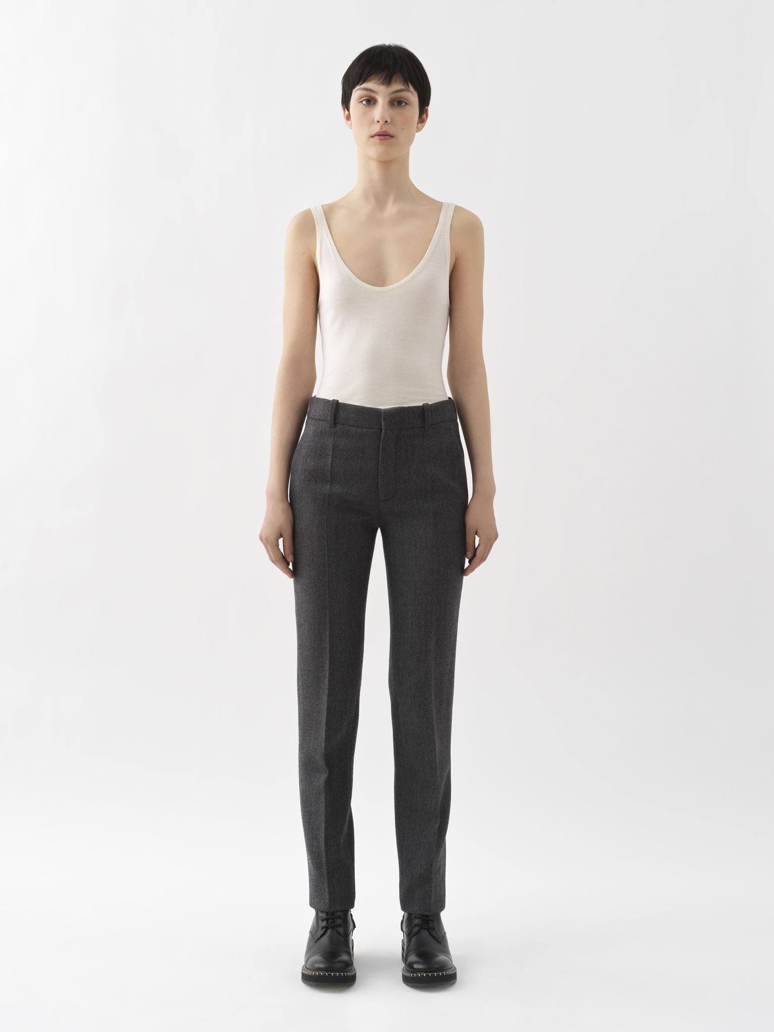Pantalon cigarette en laine - Pearly Black