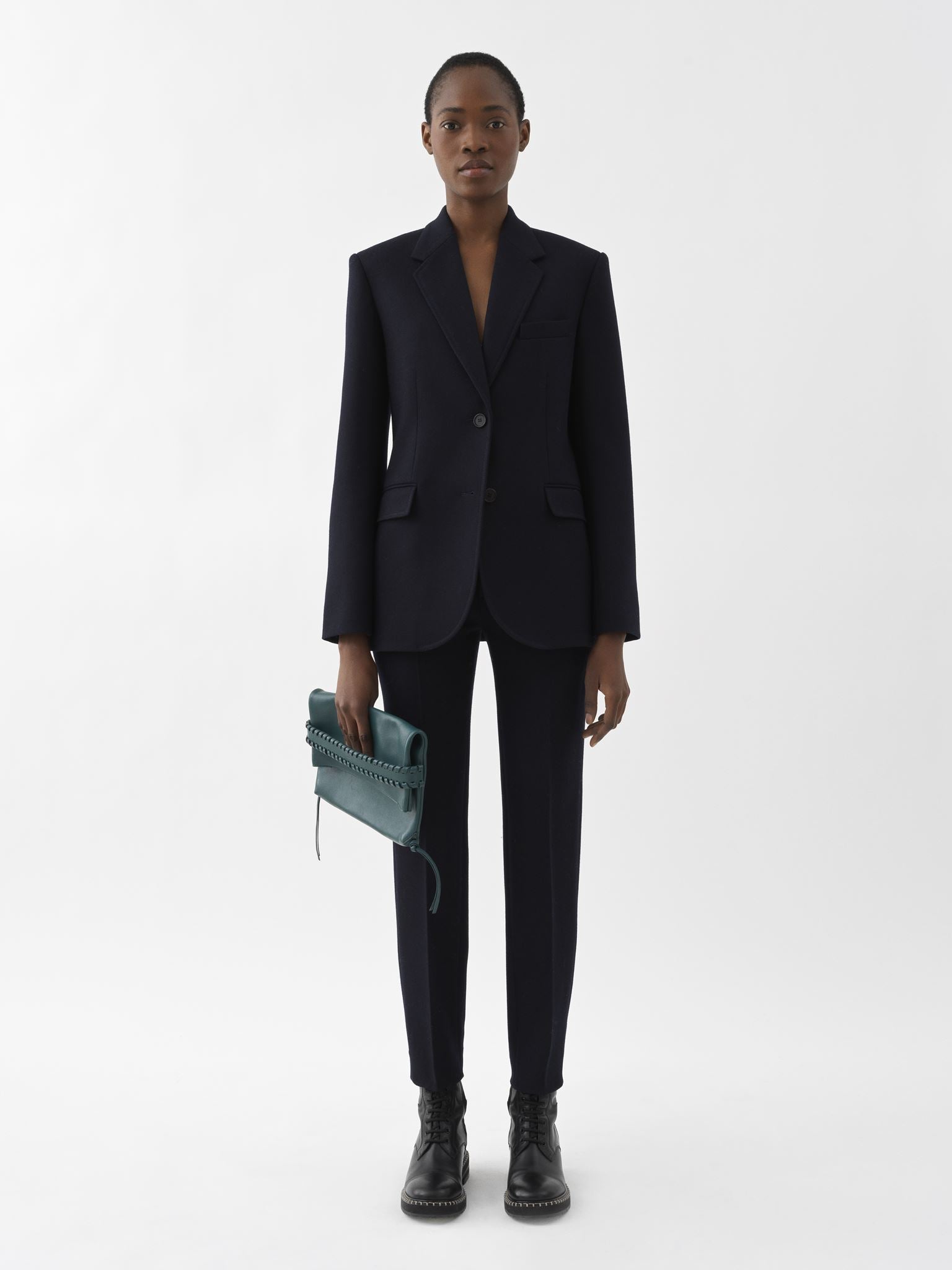 Pantalon cigarette en laine - Ink Navy