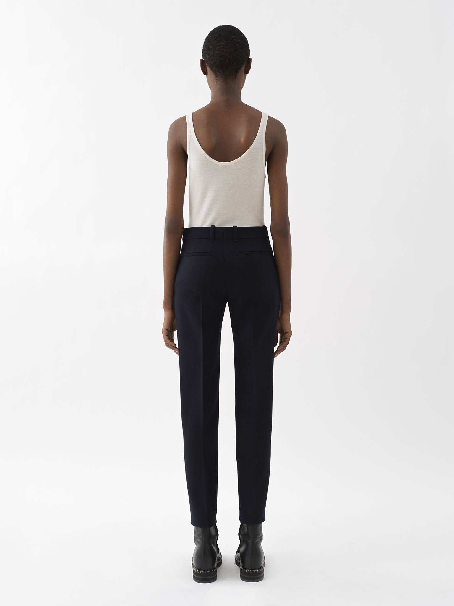 Pantalon cigarette en laine - Ink Navy
