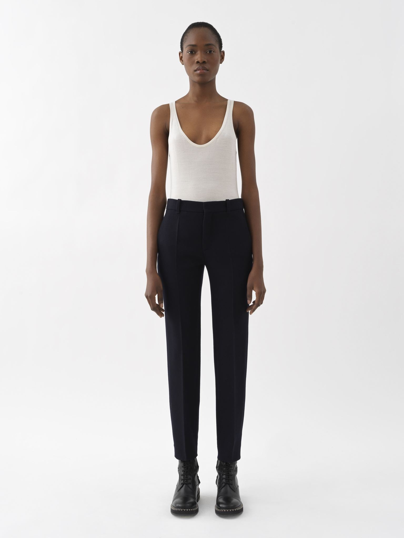 Pantalon cigarette en laine - Ink Navy