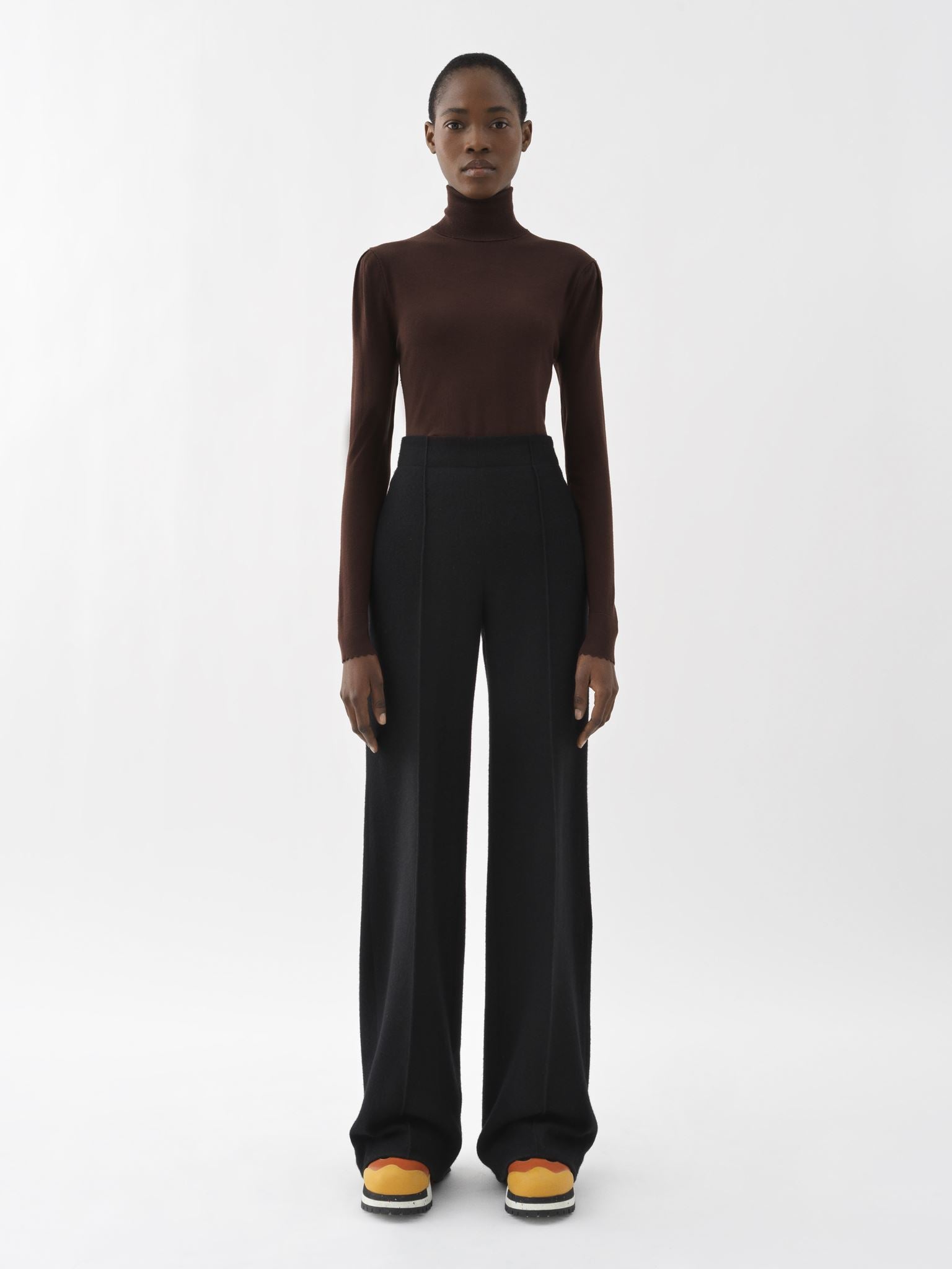 Pantalon large en laine - Noir