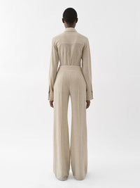 Pantalon large en laine - Kaki Sable