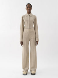 Pantalon large en laine - Kaki Sable