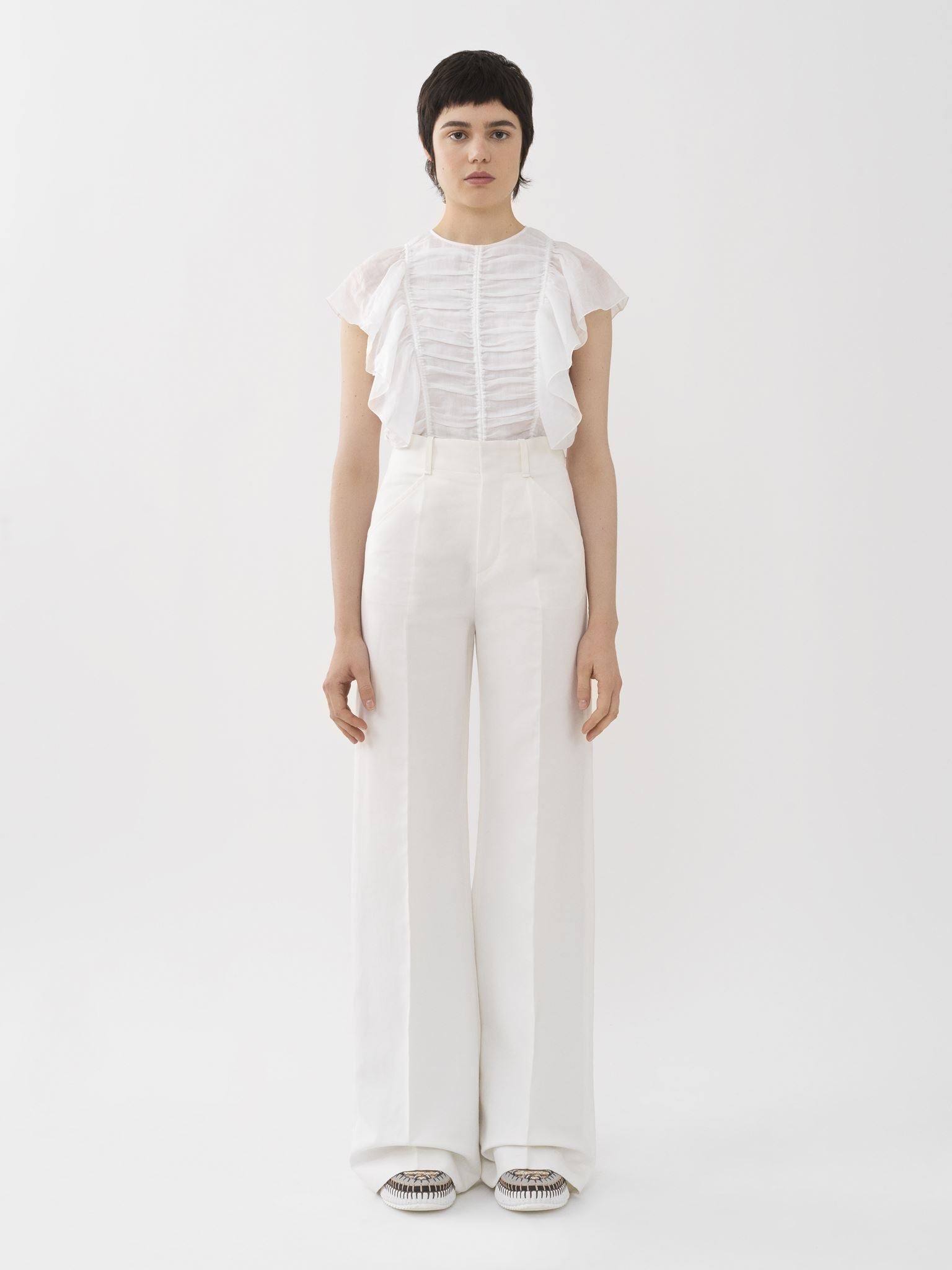Pantalon tailleur large à taille haute - Iconic Milk