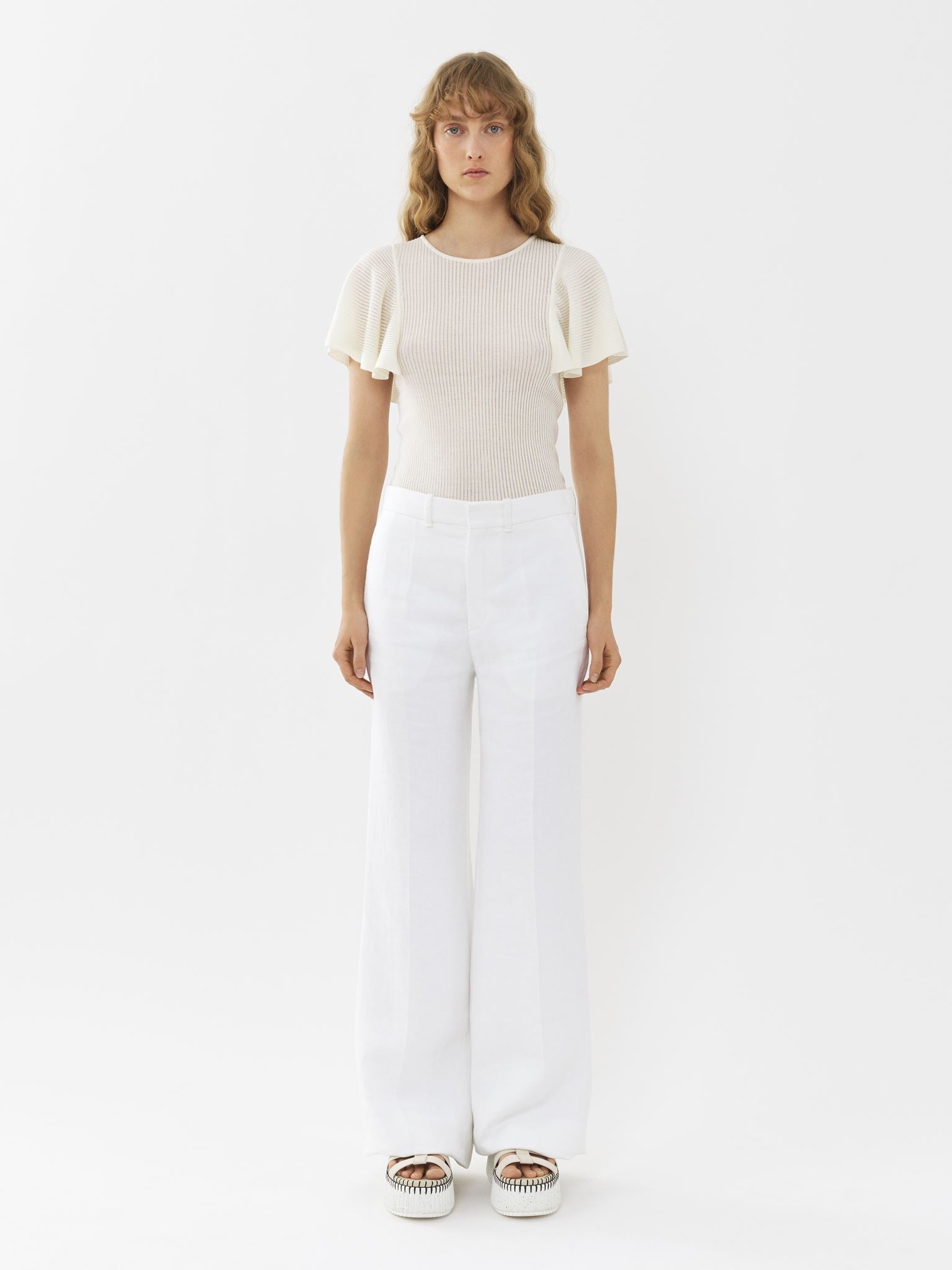 Pantalon de costume évasé - Blanc