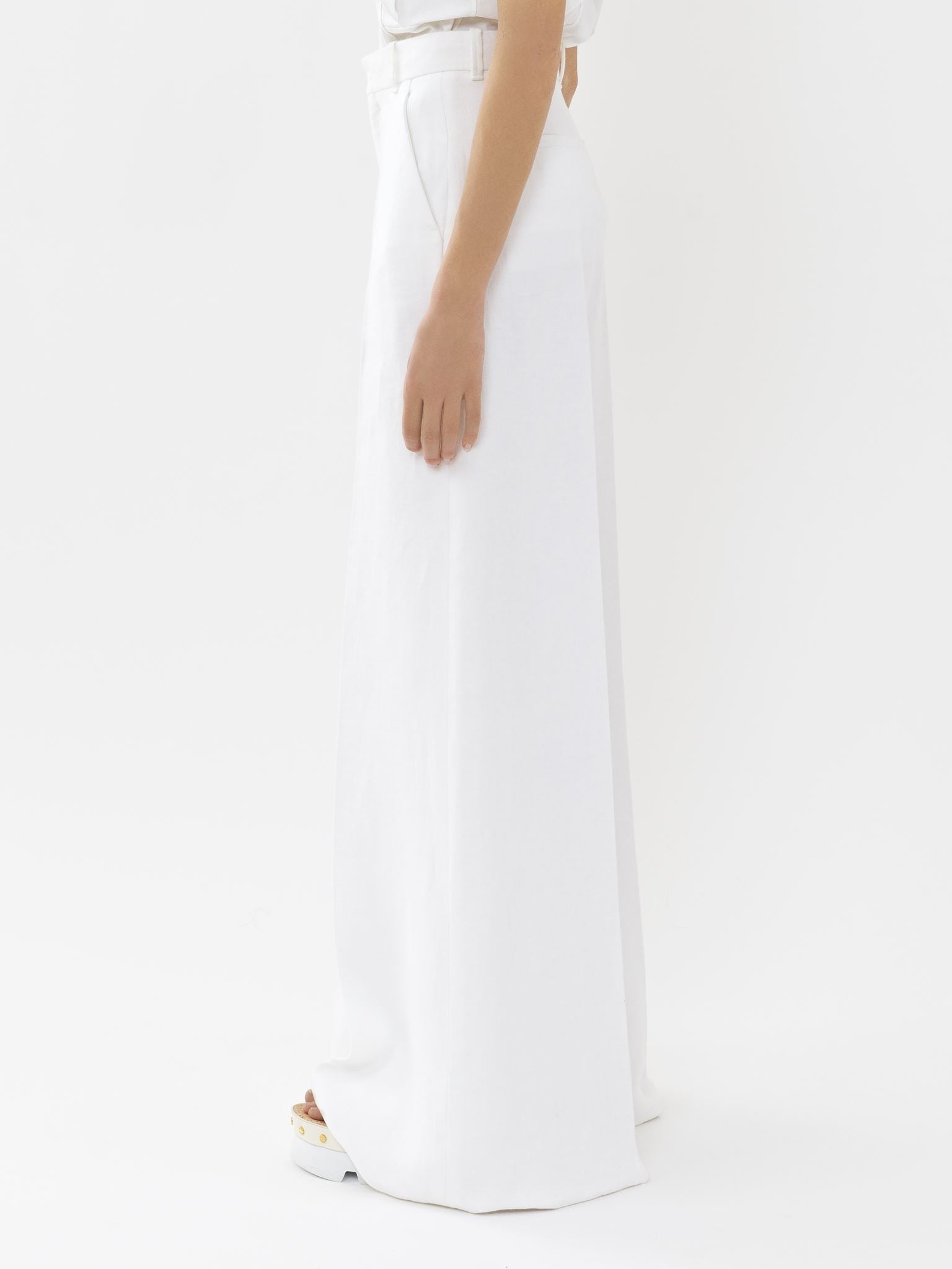 Pantalon de costume large en lin - White
