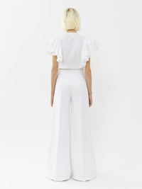 Pantalon de costume large en lin - White