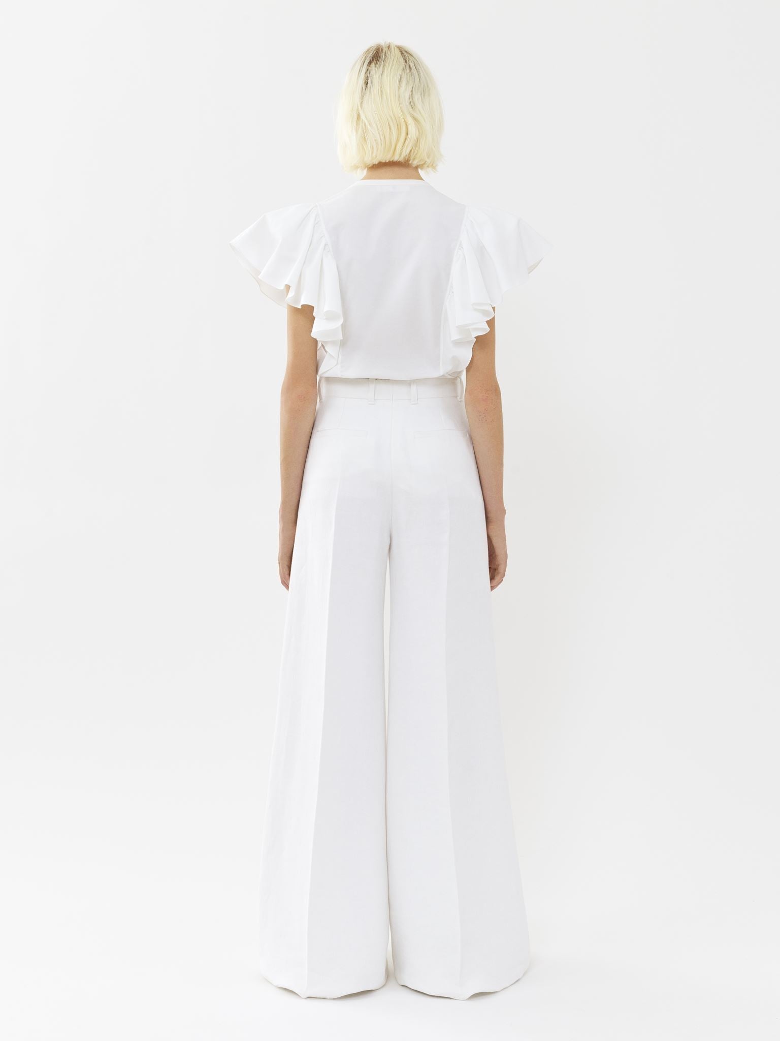 Pantalon de costume large en lin - White