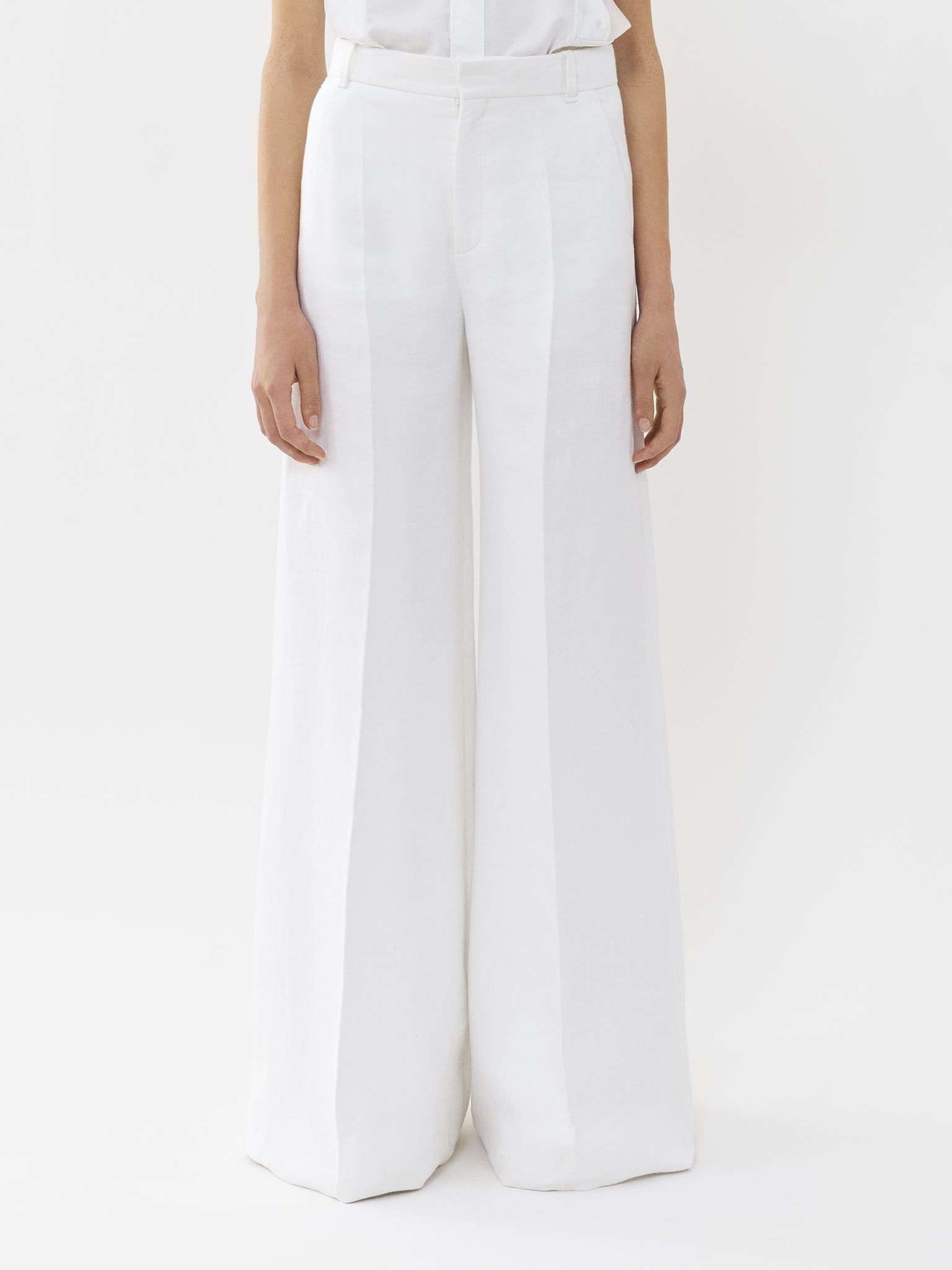 Pantalon de costume large en lin - White