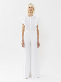 Pantalon de costume large en lin - White