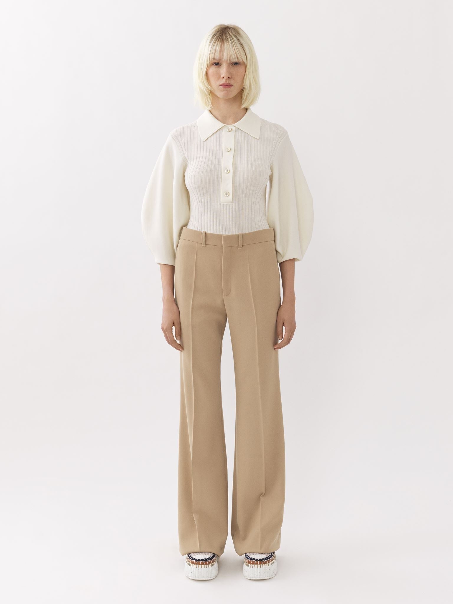 Pantalon évasé - Beige Perle