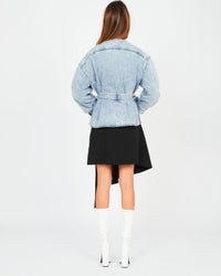 Veste trapèze en denim délavé - Bleu Clair