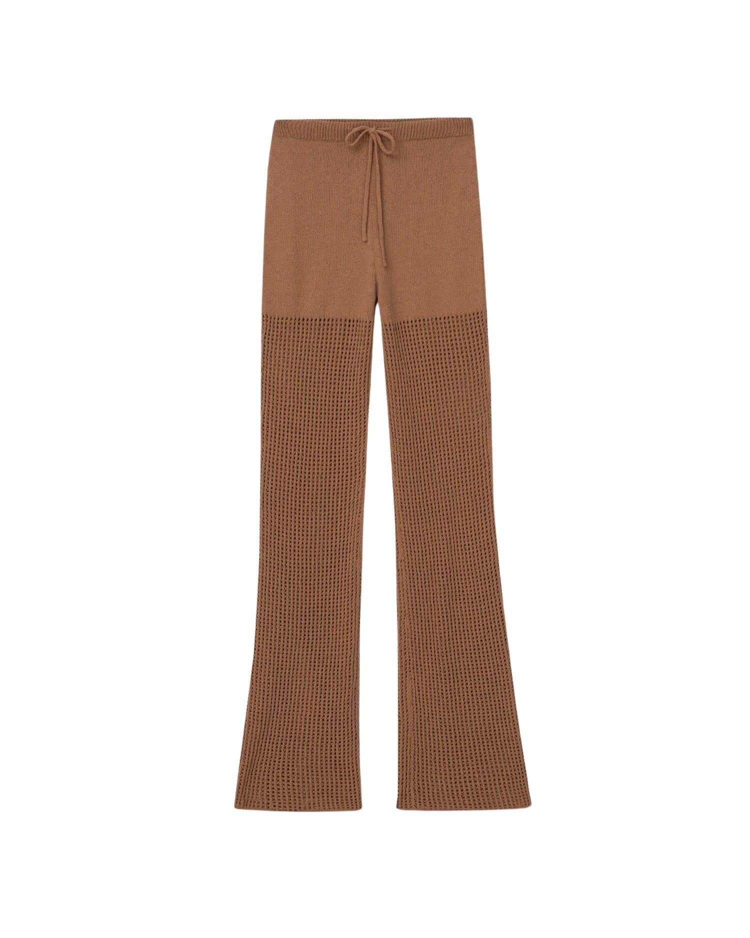 Pantalon Kaela long tricoté au crochet - Brown