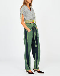Jean à découpes - Indigo Grass Green